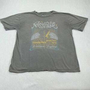 HRT & LUV Nashville Tennessee Music City Graphic Tee Mineral Wash Gray Medium